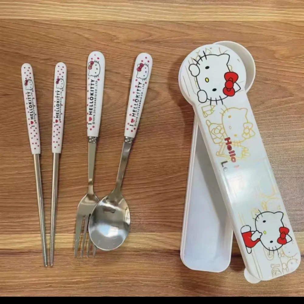 Sanrio Hello Kitty Fork, Spoon & Chopsticks Set